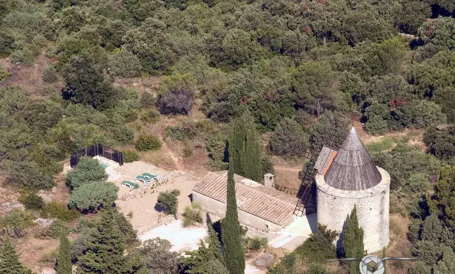 Vue aérienne du moulin